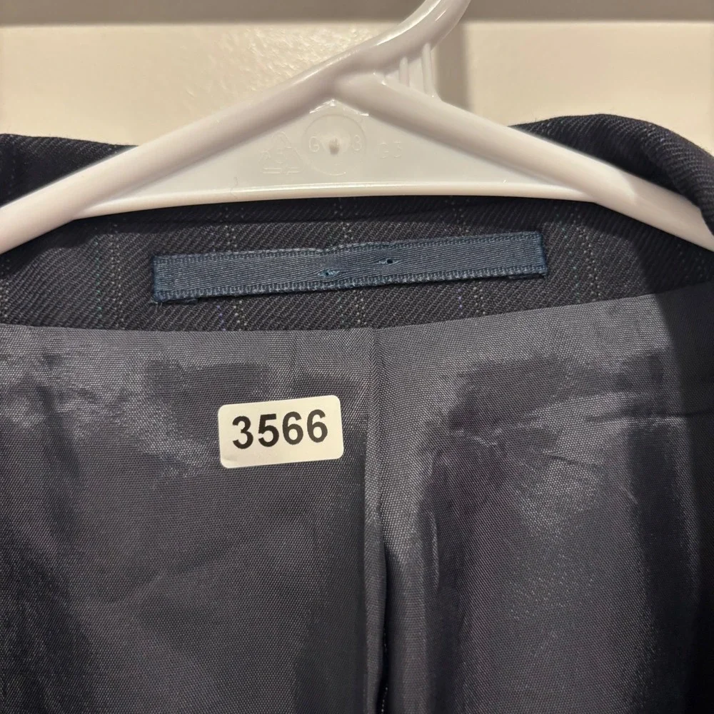 Vintage Hugo Boss Pinstripe Blazer Navy Blue Pure Wool Made in Western Germany